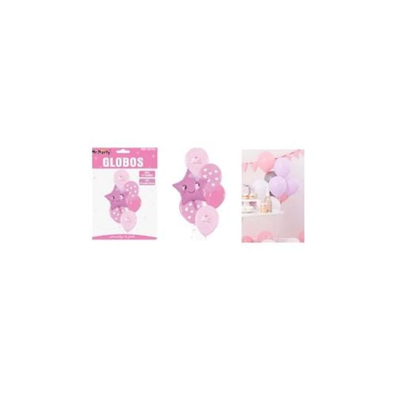 GENERICO - Set Globos Látex 6pcs Baby Shower Rosado