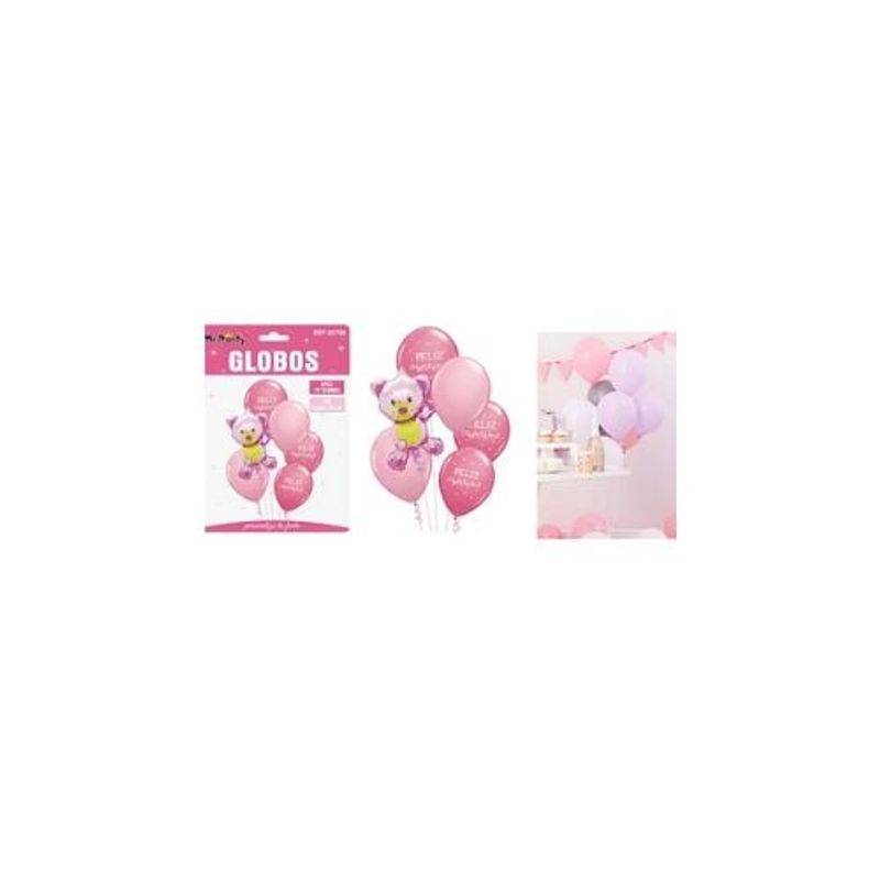 GENERICO - Set Globos Látex 6pcs Oso Rosado