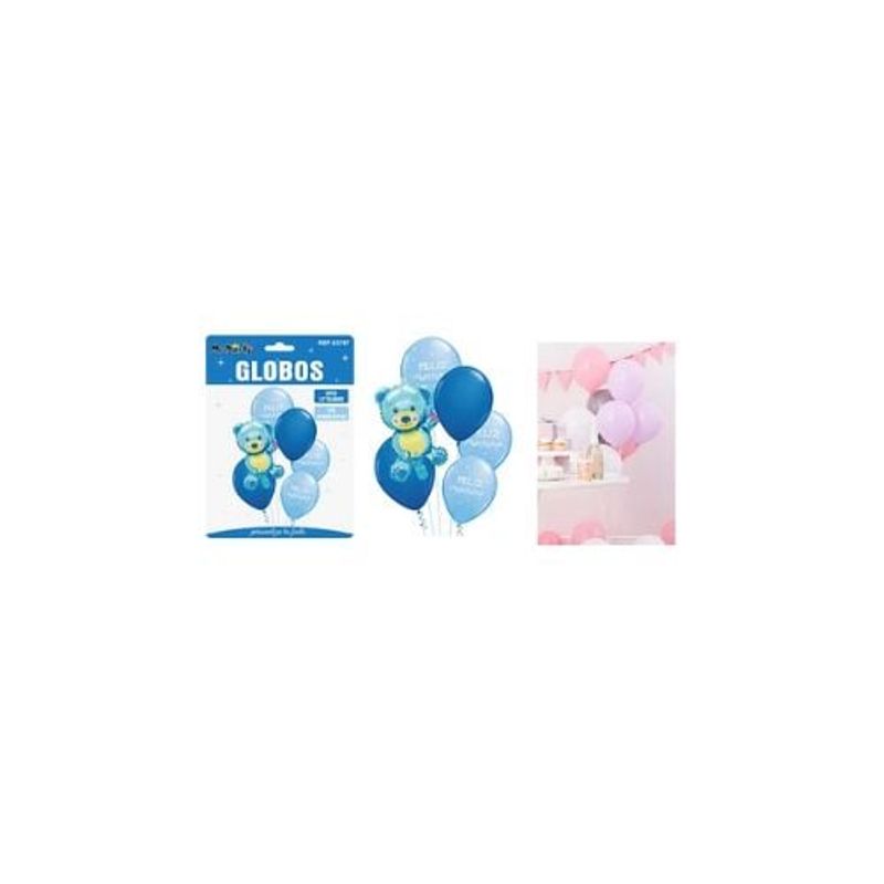 GENERICO - Set Globos Látex 6pcs Oso Celeste