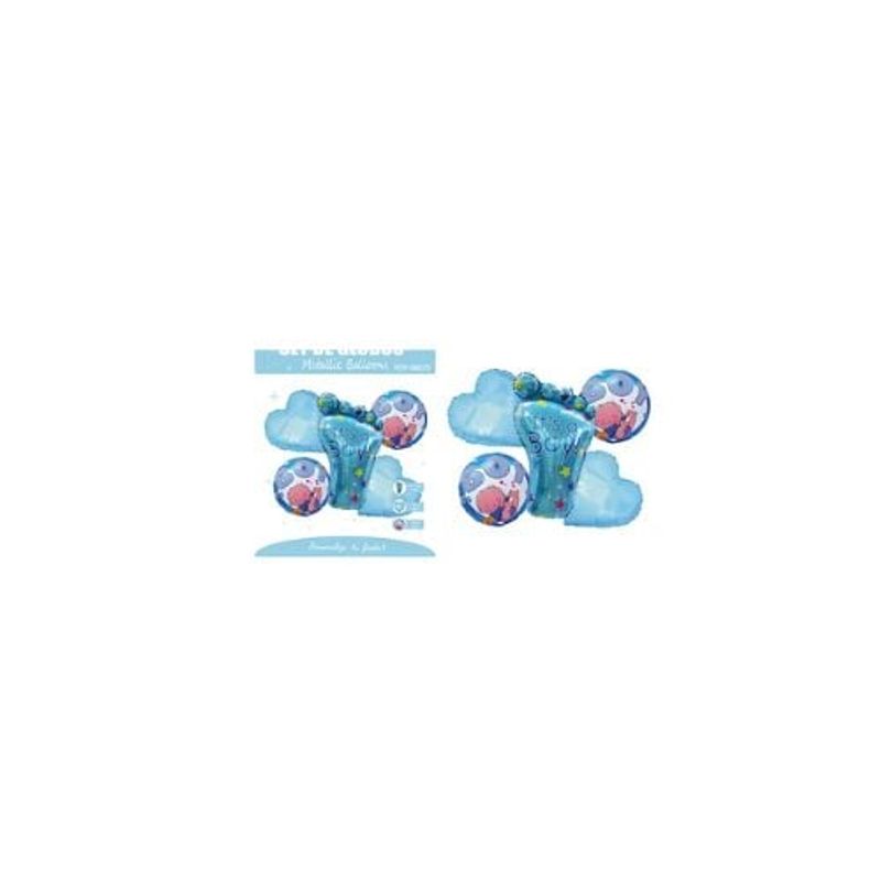 GENERICO - Set Globos Metálicos Baby Shower Azul 5pcs