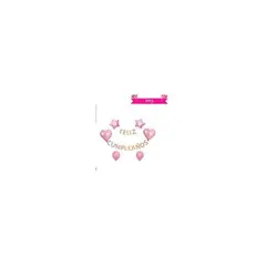 GENERICO - Set Globos Guirnalda Rosado Con Estrella
