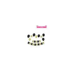 GENERICO - Set Globos Látex y Guirnalda Dorado y Negro