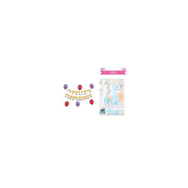 GENERICO - Set Globos y Guirnalda De Unicornio Con Luz 9pcs