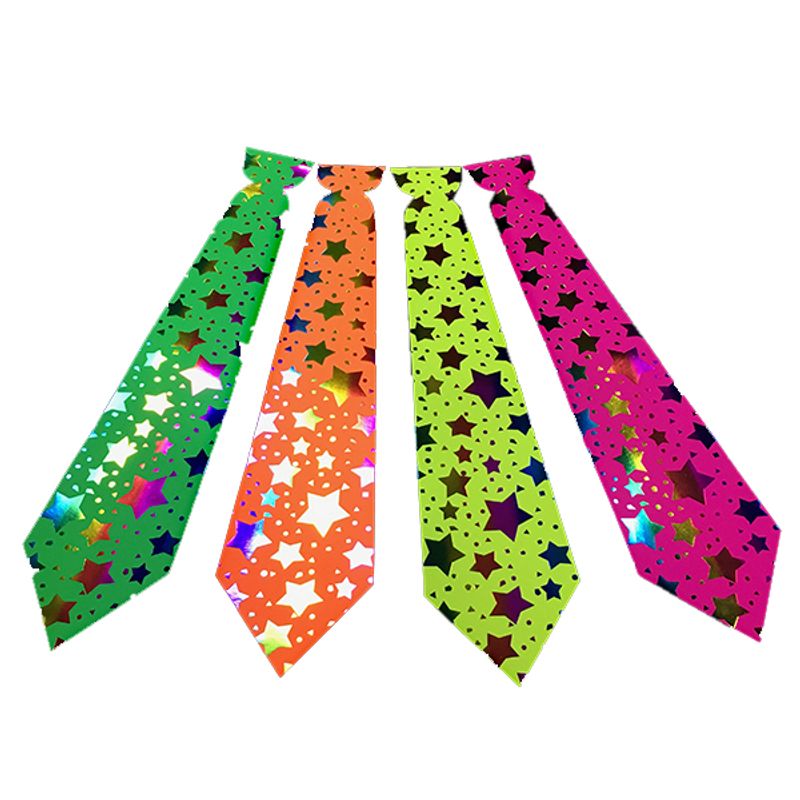 GENERICO - CORBATA CARTON FLUOR ESTRELLAS ARCOIRIS X6 UNI