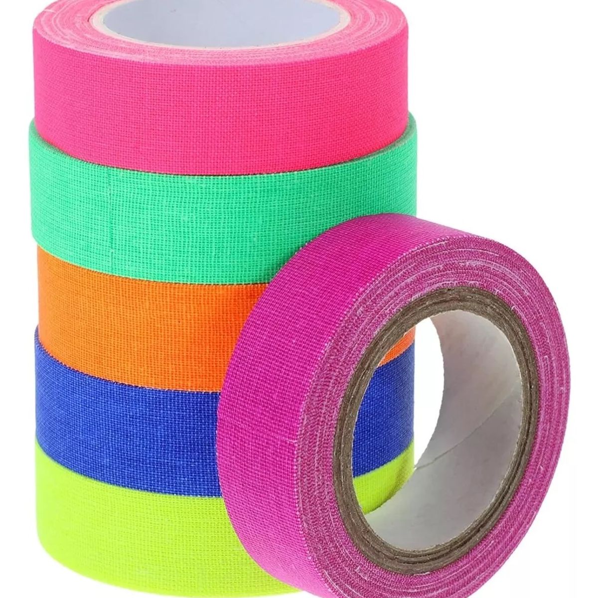 Cinta Adhesiva Fluorescente Color Neón, 6 Rollos, marca KUANGYE - Foto Principal
