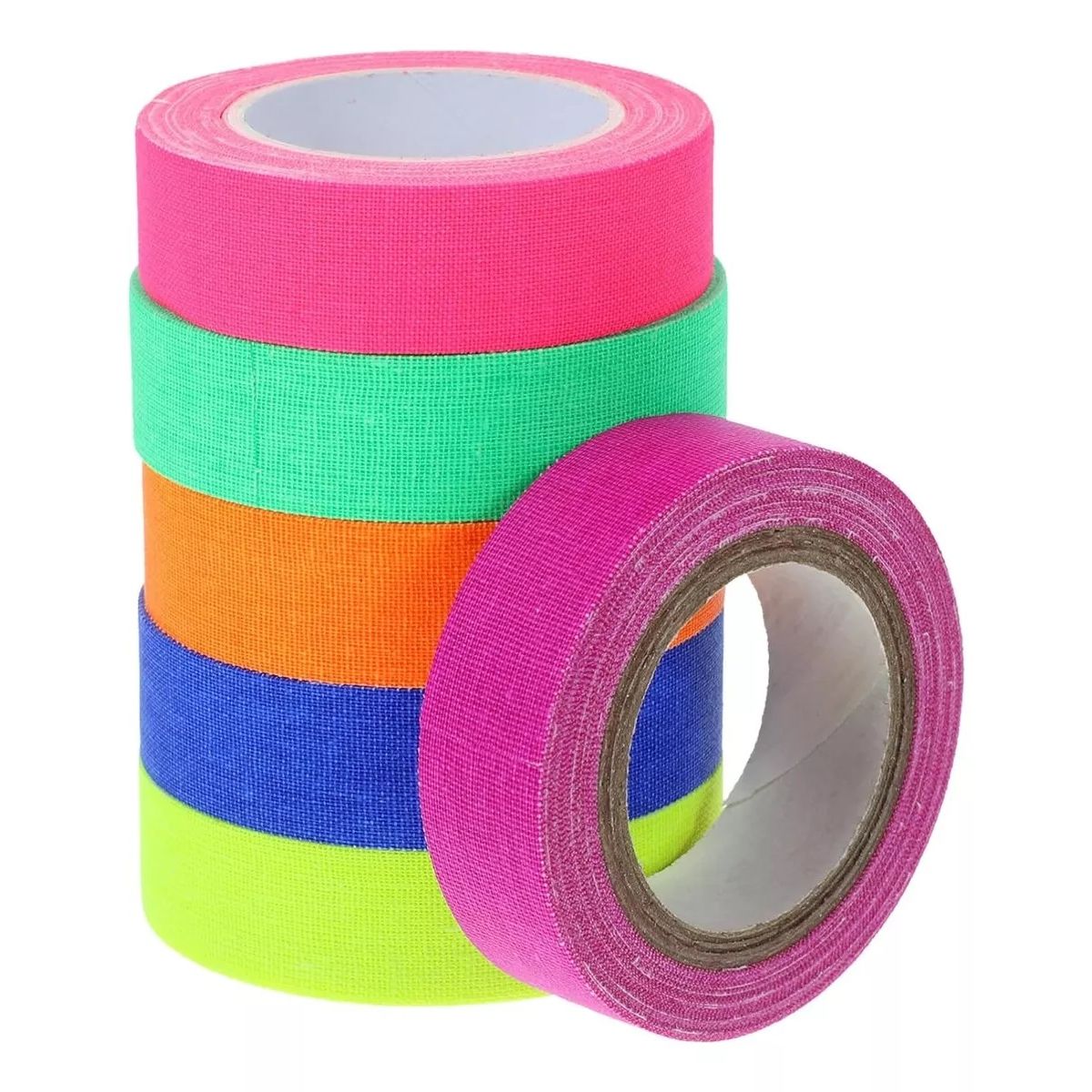 Cinta Adhesiva Fluorescente Color Neón, 6 Rollos, marca KUANGYE - Foto Principal