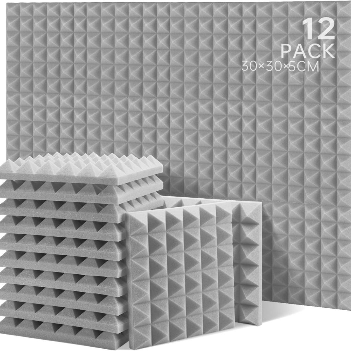 KUANGYE - Pack X12 Espuma Panel Acústico Forma Piramidal Autoadhesivo