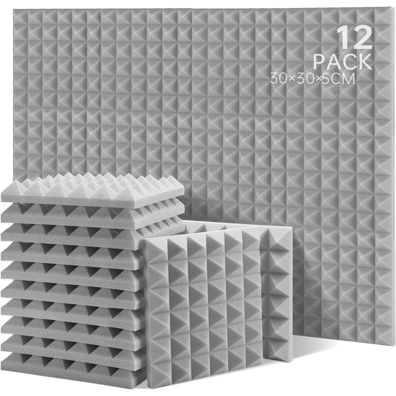 KUANGYE - Pack X12 Espuma Panel Acústico Forma Piramidal Autoadhesivo