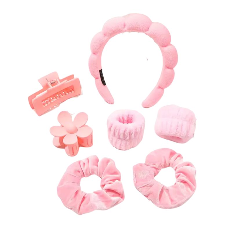 GENERICO - Set Limpieza Skincare Cintillo + Muñequera Pinzas 7 Pcs