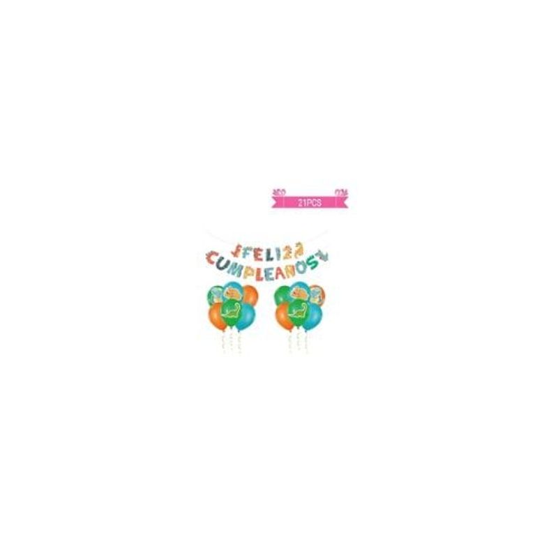 GENERICO - Set Globos Látex Con Dinosaurio 21 pcs