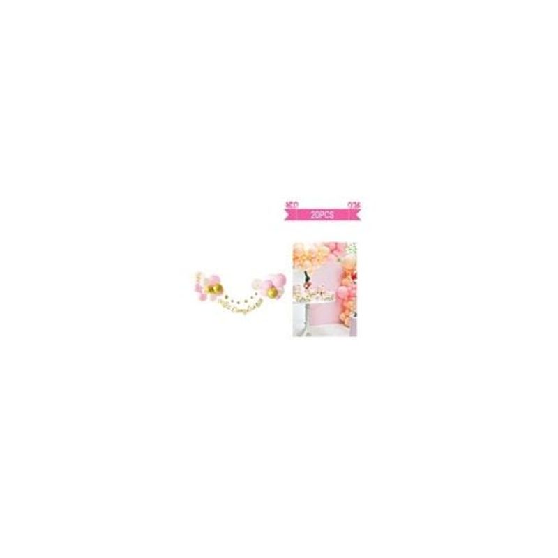 GENERICO - Set Globos Látex Guirnalda Rosa Dorado 20pcs