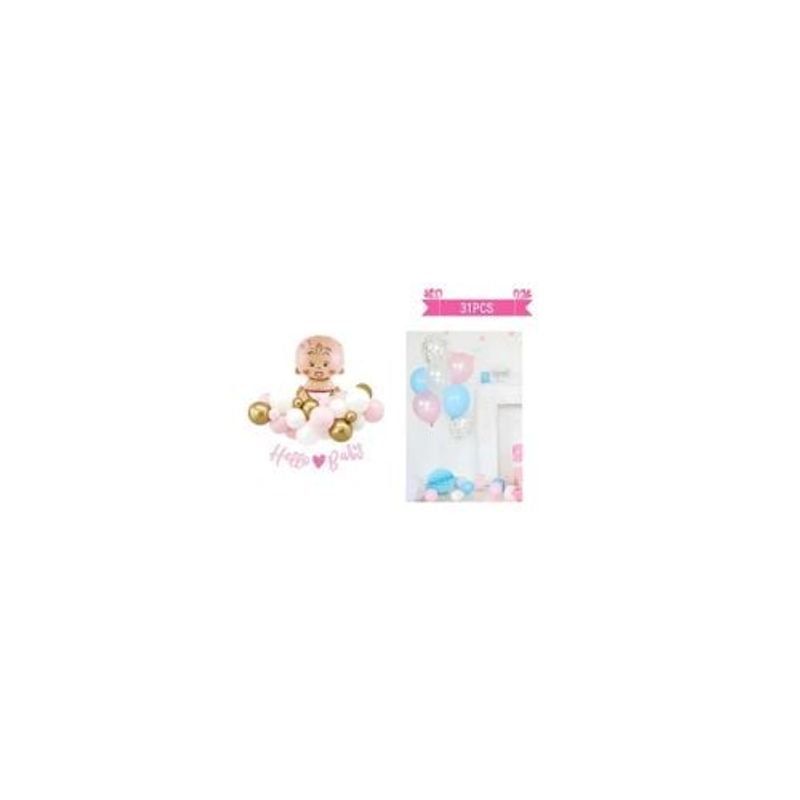 GENERICO - Set Globos De Látex Baby Shower Color Rosa 31pcs