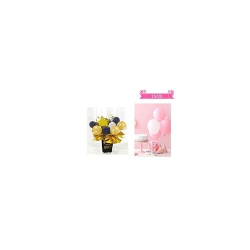 GENERICO - Set Bouquete De Globos Negro Dorado Con Caja 15pcs