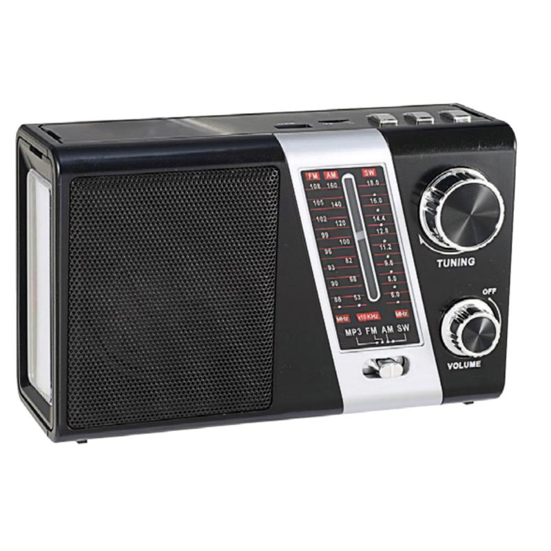 TECNOLAB - Radio Portátil AMFMSW Con Panel Solar Y Luz - SC