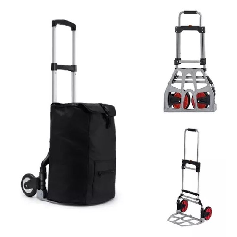 LISM - Carro Carga Plegable Tipo Yegua Aluminio 80 Kg + Pulpo Bolso  327040