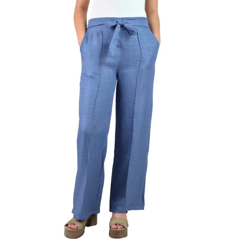MPROPIA - Pantalon Palazzo Mujer Tipo Lino Casual Semi Formal Tiro Alto 890