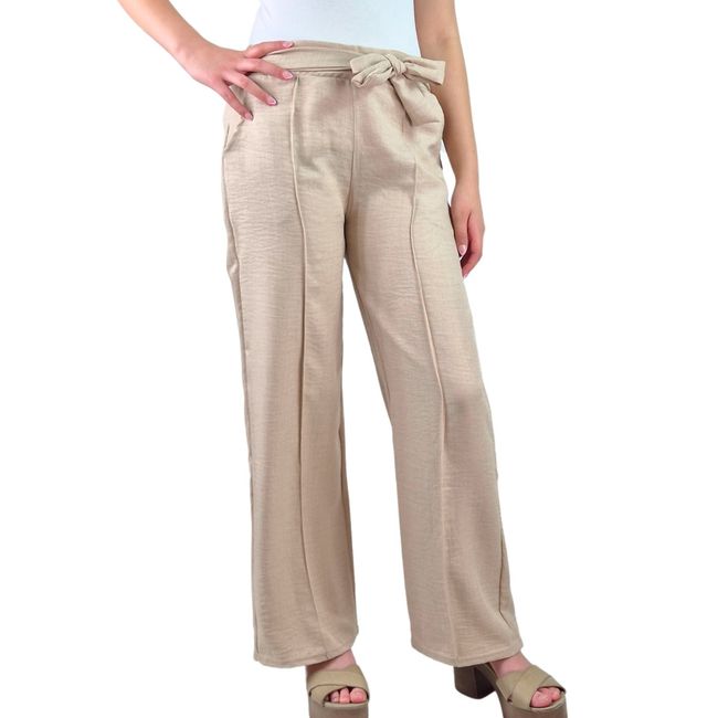 LIKE SHOP - Pantalon Palazzo Mujer Tipo Lino Casual Semi Formal Tiro Alto 890