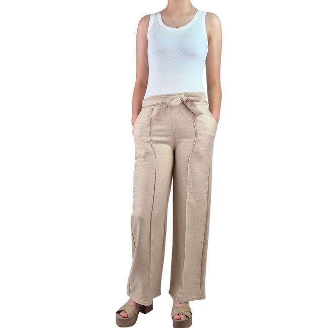 LIKE SHOP - Pantalon Palazzo Mujer Tipo Lino Casual Semi Formal Tiro Alto 890