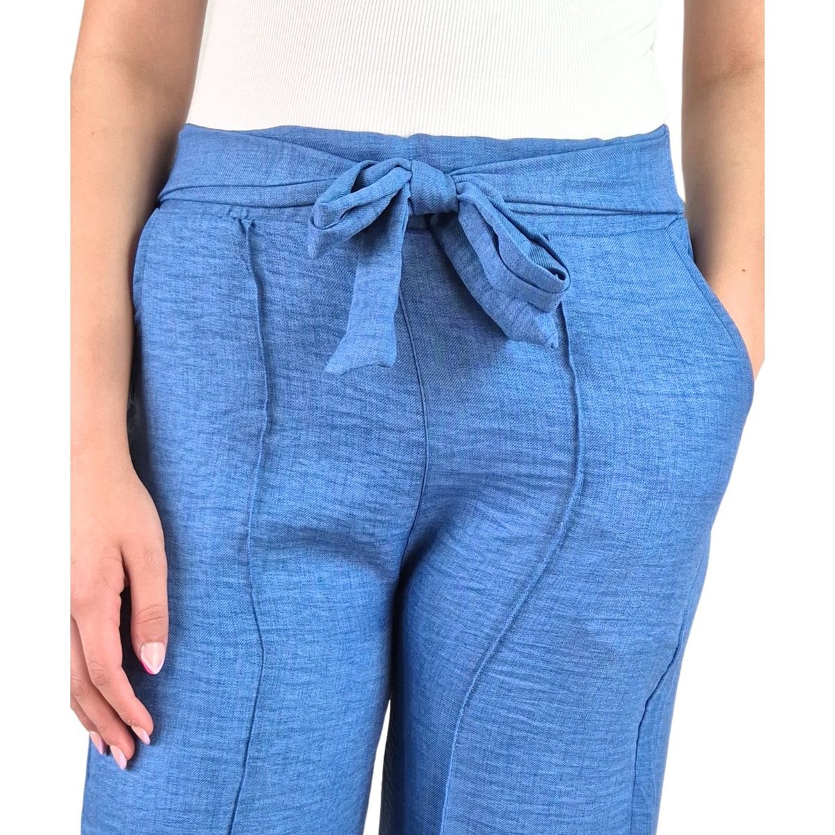LIKE SHOP - Pantalon Palazzo Mujer Tipo Lino Casual Semi Formal Tiro Alto 890