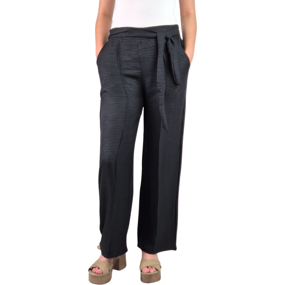 LIKE SHOP - Pantalon Palazzo Mujer Tipo Lino Casual Semi Formal Tiro Alto 890