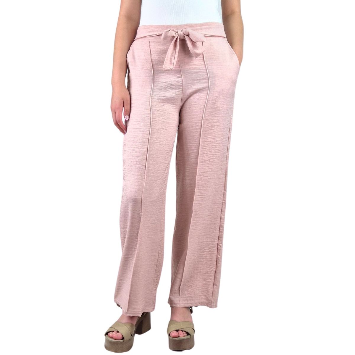 LIKE SHOP - Pantalon Palazzo Mujer Tipo Lino Casual Semi Formal Tiro Alto 890
