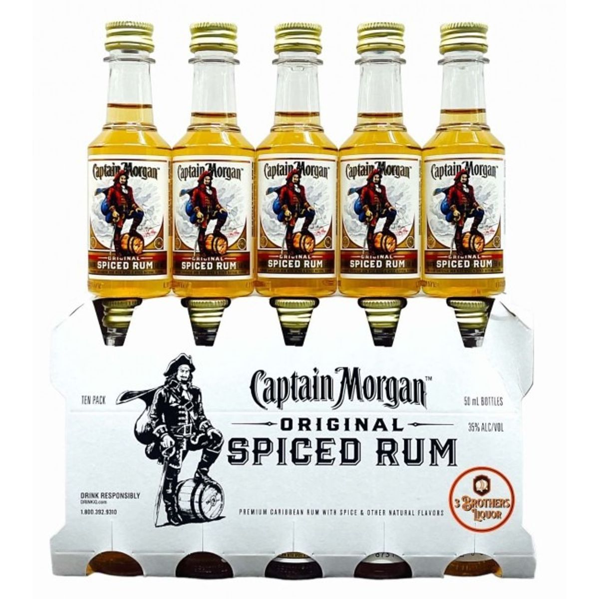 PREMIUM - 10 Miniaturas Ron Captain Morgan Spiced Gold 50ml