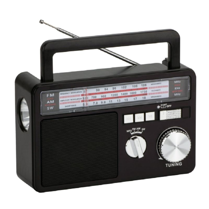 TECNOLAB - Radio AMFMSW Con Panel Solar USB Y Linterna LED - SC