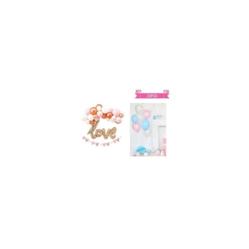 GENERICO - Set De Globos De Látex Con Love Rosa 23pcs