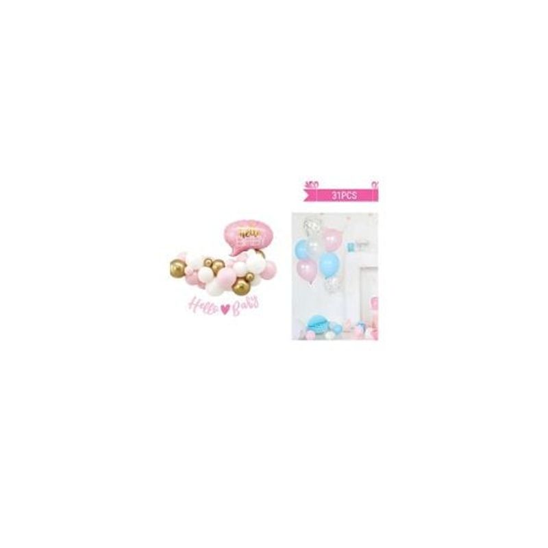 GENERICO - Set Globos De Látex Baby Shower Rosado 31pcs