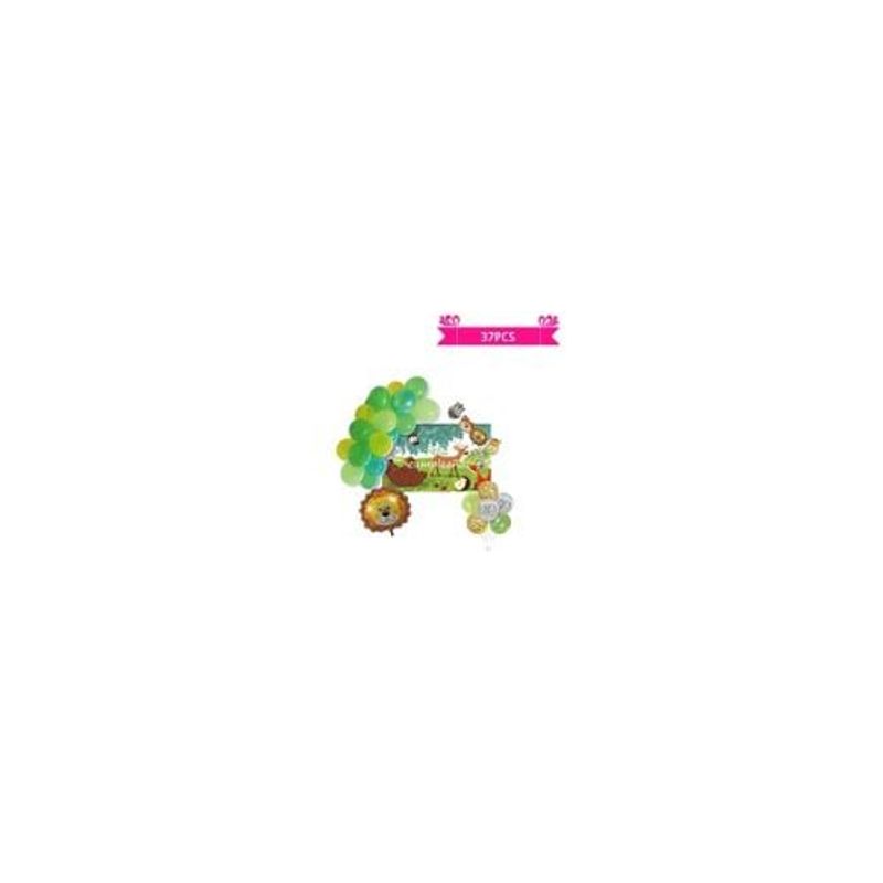 GENERICO - Set Globos De Látex De Animales Con Fondo Color Verde 37pcs