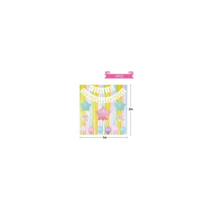 GENERICO - Set Globos De Latex Guirnalda Con Cortina Multicolor 15pcs