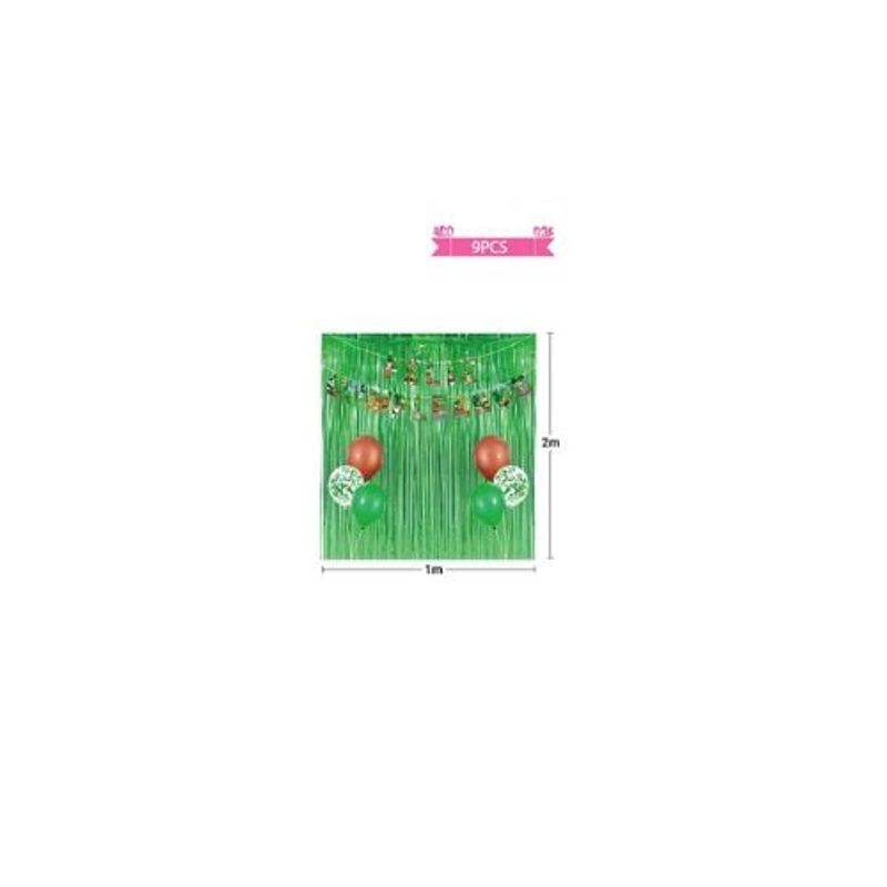 GENERICO - Set Globos De Latex Cortina y Guirnalda De Animales 9pcs
