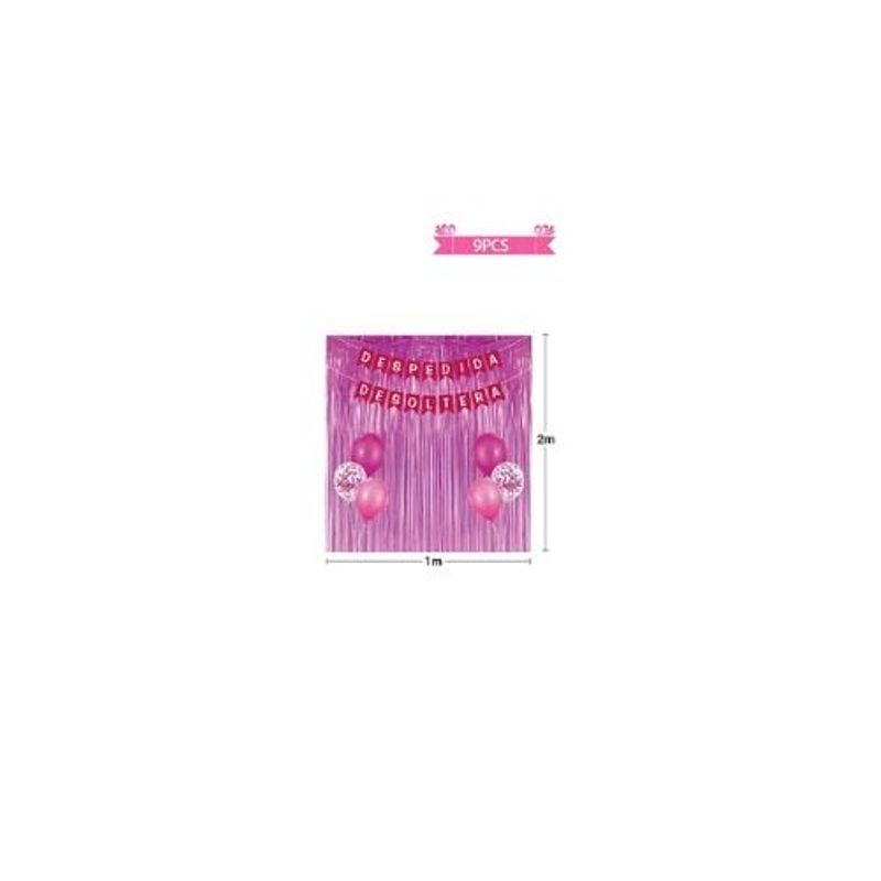 GENERICO - Set Globos De Latex Con Cortina Despedida Soltera 9pcs