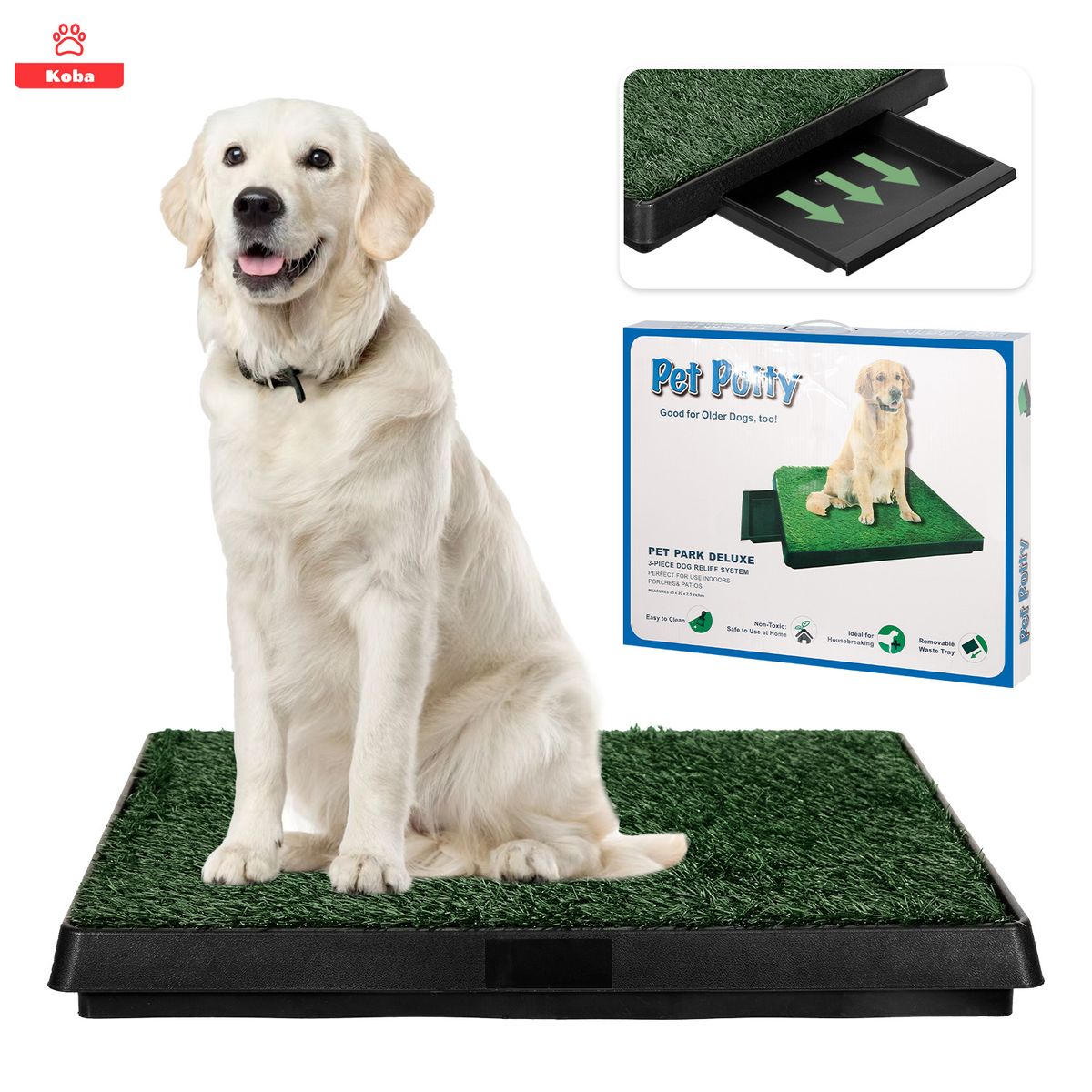 KOBA - Baño Ecologico Sanitario Perro Grande Con Bandeja Extraible