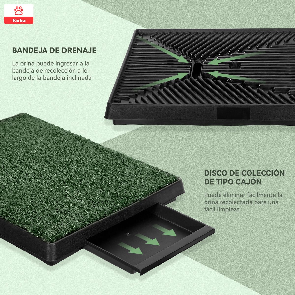 KOBA - Baño Ecologico Sanitario Perro Grande Con Bandeja Extraible