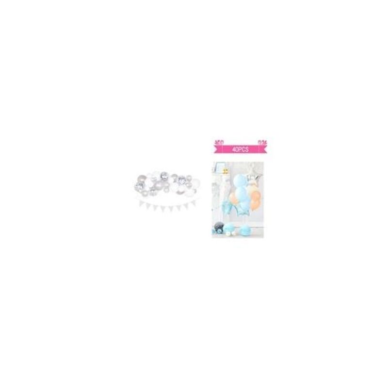 GENERICO - Set Globos De Látex Color Blanco y Plateado 40pcs