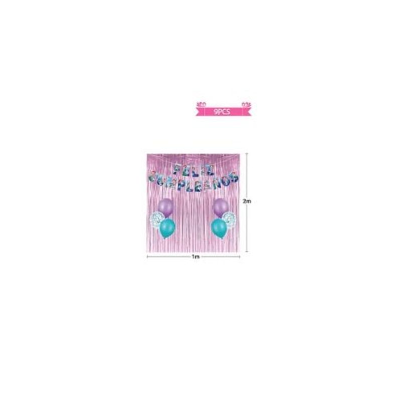 GENERICO - Set Globos De Latex Con Cortina De Sirena 9pcs