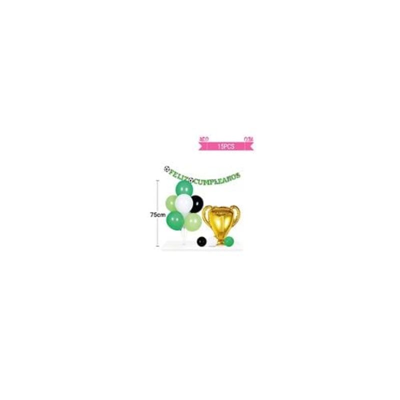 GENERICO - Set Globos Con Base y Guirnalda Trofeo 15pcs