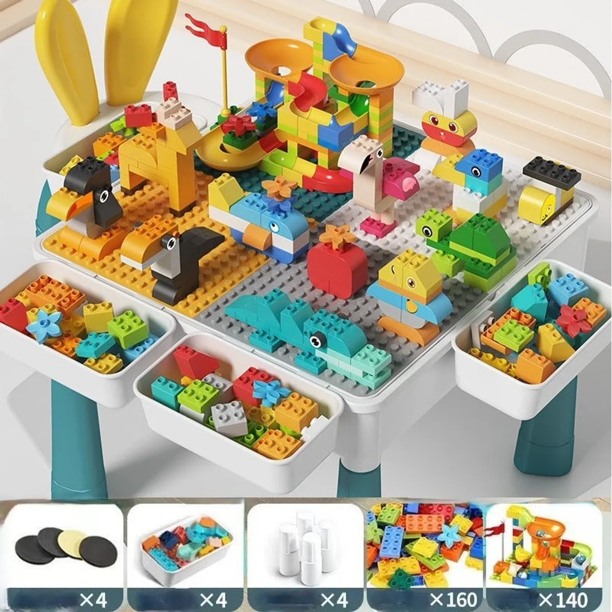 TATEE - Juego de 300 Bloques de construcción Con Mesa