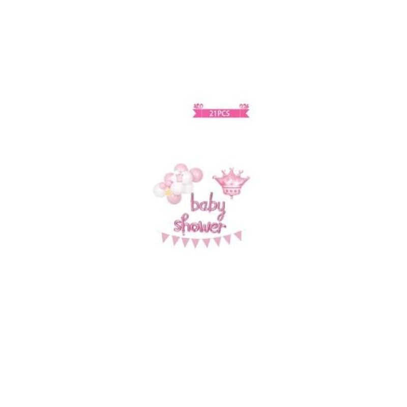 GENERICO - Set Globos De Látex y Guirnalda Baby Shower Rosa De 21pcs