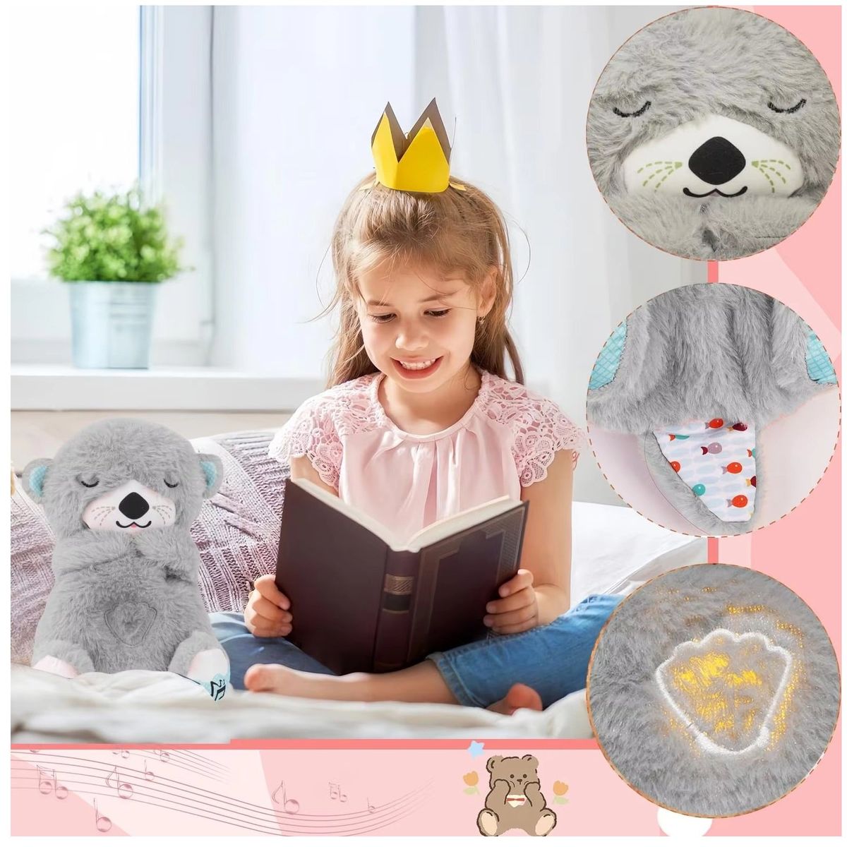 TATEE - Juguetes nutria Hora De Dormir muñeca Con Sonido Y Luz