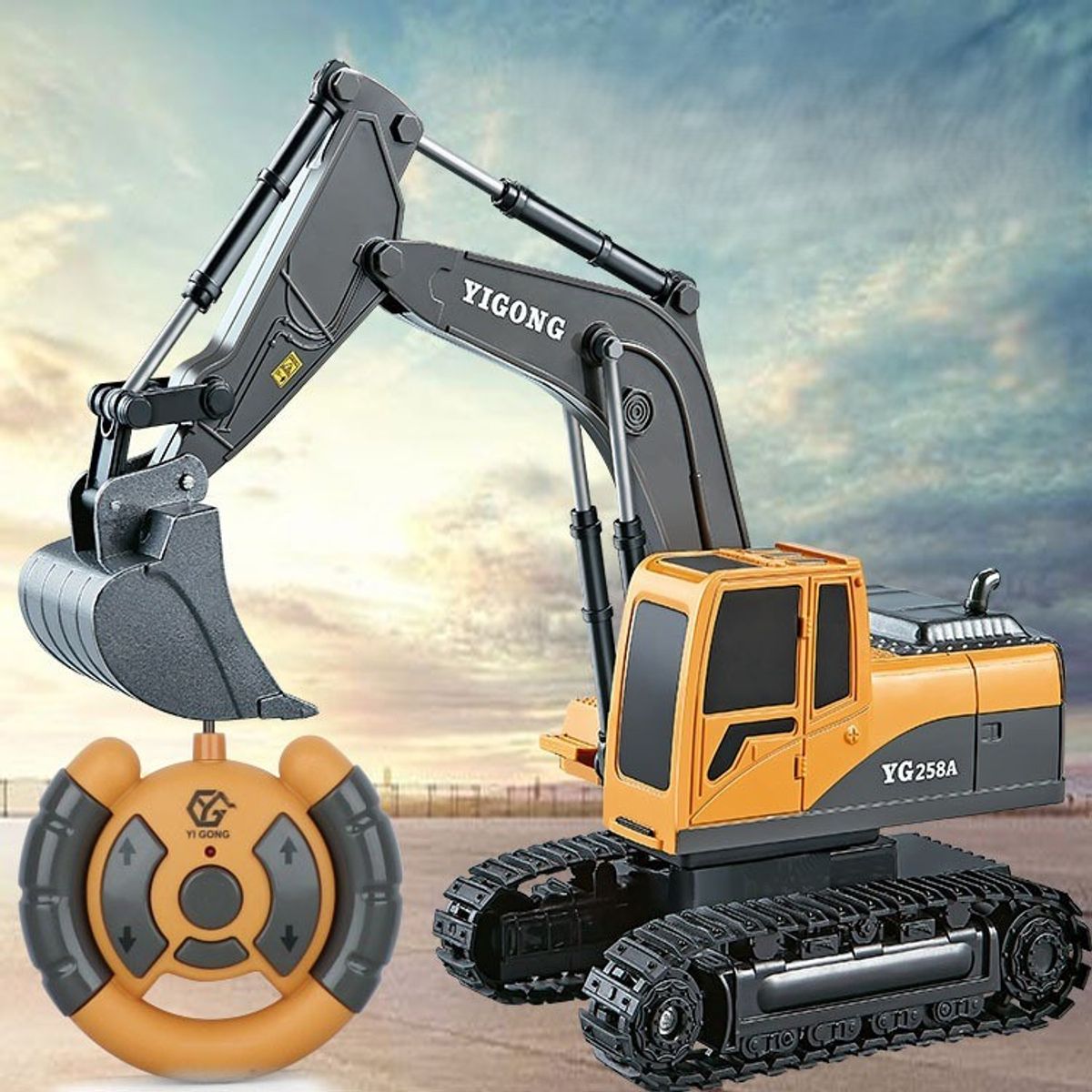 TATEE - juguetes excavador coche de control remoto amarillo