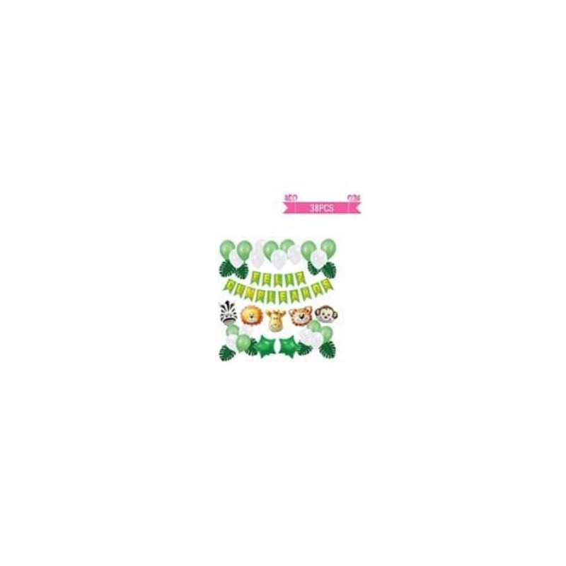 GENERICO - Set Globos De Látex y Guirnalda Con Animal 38pcs