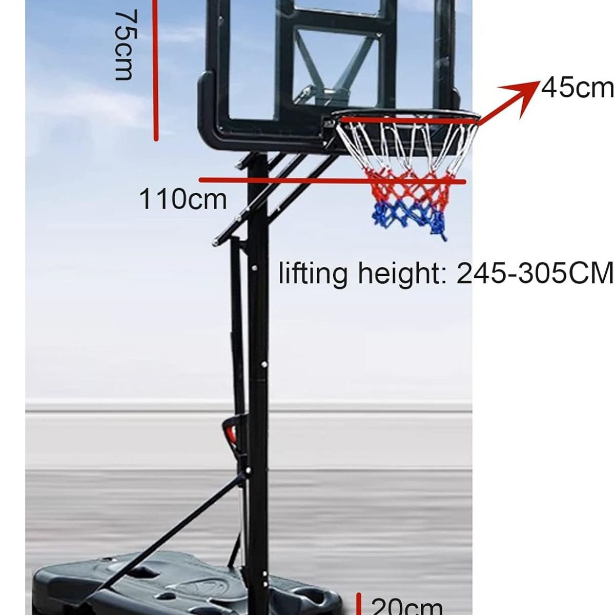 TATEE - Aro Basquetball altura móvil Regulable y Portatil