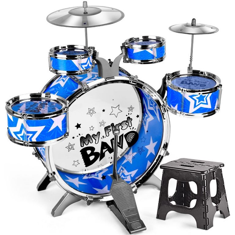 TATEE - Juguetes juego de batería para niños percusión con taburete