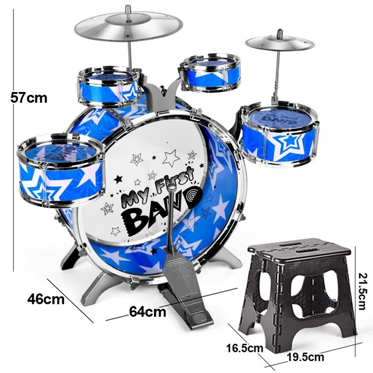 TATEE - Juguetes juego de batería para niños percusión con taburete