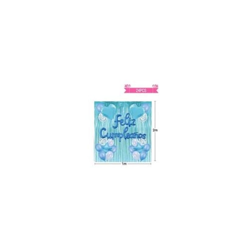 GENERICO - Set De Globos Con Cortina Celeste 24pcs