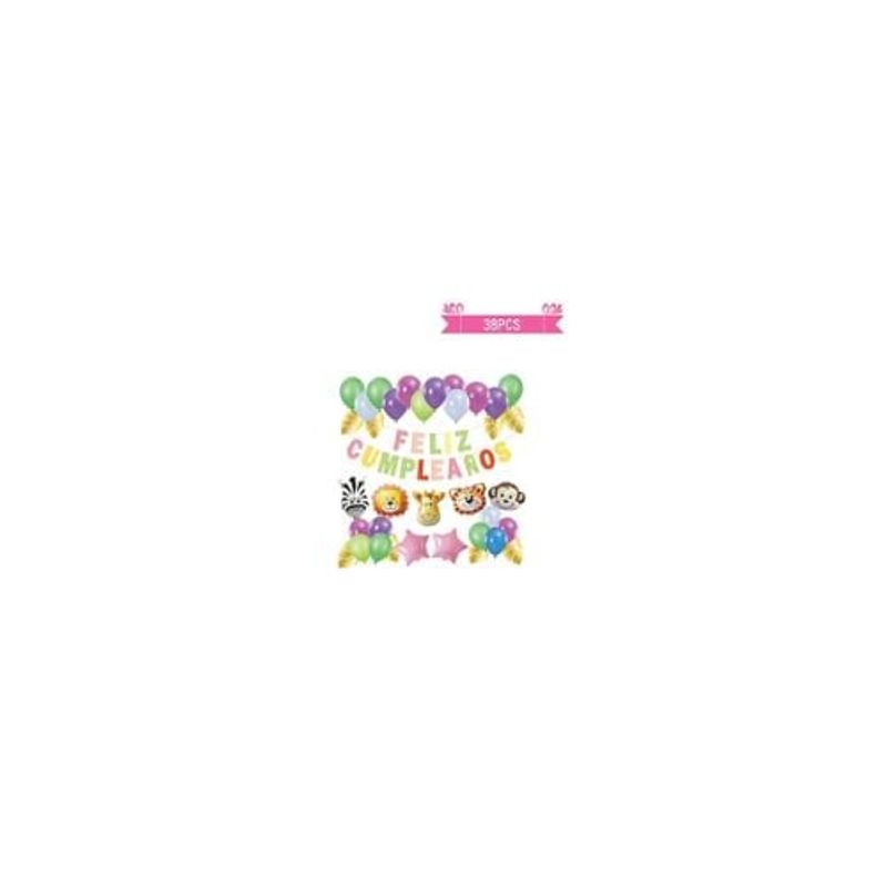 GENERICO - Set De Globos De Látex y Guirnalda Con Animal De 38pcs