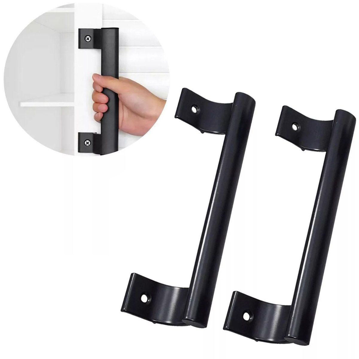 KUANGYE - Manillon Doble Acero Inoxidable 20 Cm Para Puerta Madera 2pc