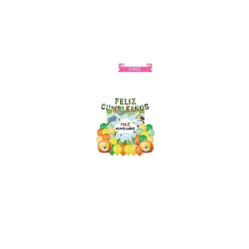 GENERICO - Set De Globos Látex Con Fondo De Animales 31pcs